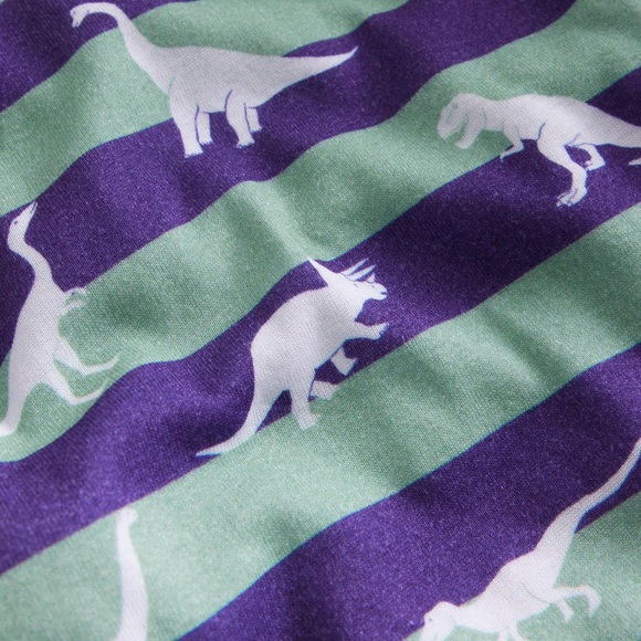 Mini Boden Green Smoke Glow-in-the-Dark Dinosaurs Blue Green Stripes Pajama Set - Picture 5 of 5